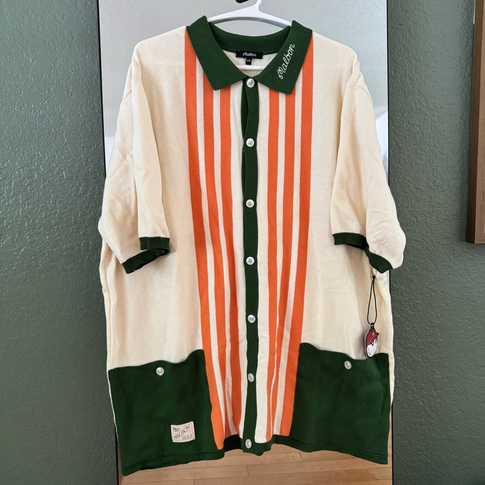 NWT Malbon Golf Gabbiano Knit Button Up Men's Shirt - Picture 7 of 15